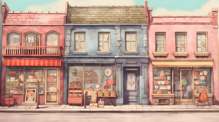 Shops and Stores watercolor style