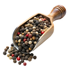 Spices in a wooden shaker on transparent background