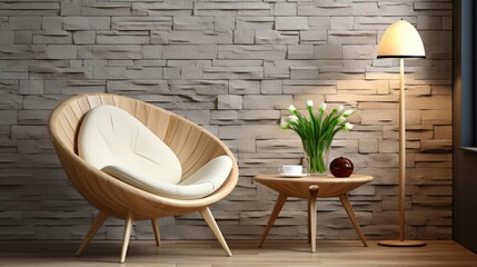 Wall Mural - armchair in a room, interior mockup, living room mock-up, modern  oom mock up  