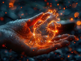 Wall Mural - Glowing Heart in Hand