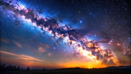 Wall Mural - milky way galaxy and starfield on night sky background, galaxy, stars, space, night sky, astronomy, 