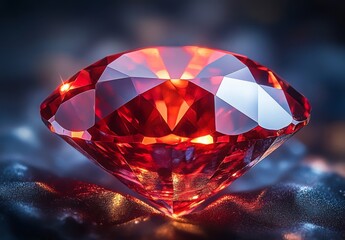 Wall Mural - A macro image of a fiery red ruby, capturing its rich color and the intricate details of its cut