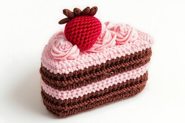 Wall Mural - Chocolate and raspberry cake pincushion with a strawberry on top