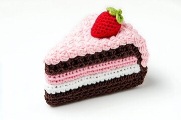 Wall Mural - Chocolate and raspberry cake pincushion with a strawberry on top