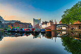 Birmingham old canal at sunrise in England