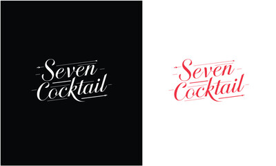 Wall Mural - Vintage logotype seven Cocktail logo design vector. alcohol drink icon. Seven logo design, Seven cocktail, cocktail glass vector retro design template.