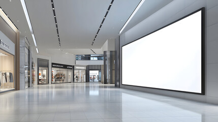 mockup of large led screen a front of shop in shopping mall : Generative AI illustration