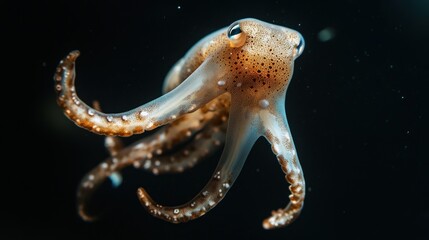 Floating squid in black water