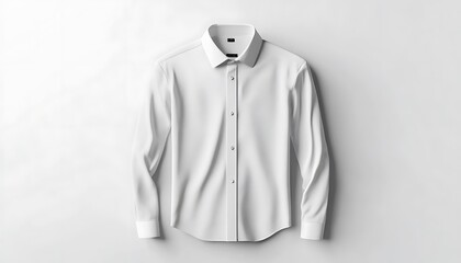 Wall Mural - White Long-Sleeved Shirt on White Background