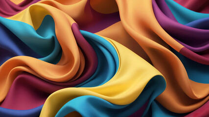 Wall Mural - Colorful Abstract Fabric Waves Ideal for design fashion and creative projects