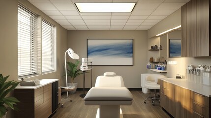 contemporary med spa lash room interior, photorealistic