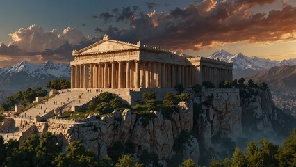 Wall Mural - Mount Olympus from Greek mythology, with palaces where the gods reside.