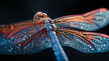 Wall Mural - Macro shot of a dragonfly wing - The impressive structure and transparency of a dragonfly's wings.