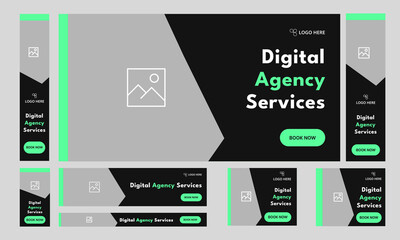 Wall Mural - Digital agency services web banner design for social media post, digital marketing agency web bundle banner design, standard banner design, editable vector eps 10 file format