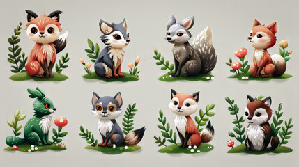 Poster - Set of different animal stickers.