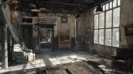 Old abandoned house in the dark