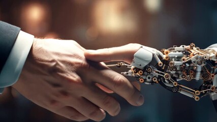 Fototapete - AI robots work together with humans Emphasis on presenting cutting-edge technology and the benefits of AI 
