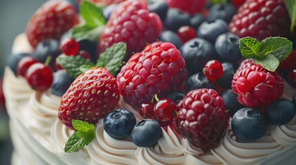 Wall Mural - Delicious Cake Topped with Fresh Berries