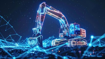 Wall Mural - Digital Excavator in a Network