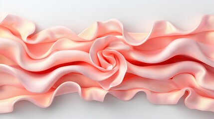 Wall Mural -   Pink fabric with wavy design on white background