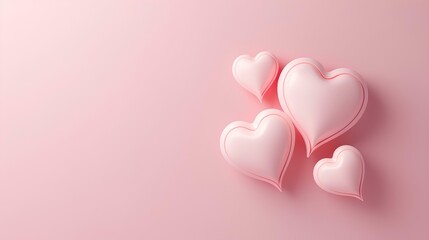 three pink hearts in white speech bubble on light gradient background, design is perfect for Valentine's Day, special event lovecore. Use for adorable wallpaper, warmth to your phone screen.