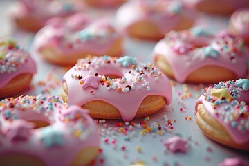 Wall Mural - Pink Glazed Donuts with Sprinkles