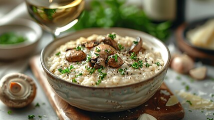 Poster - Mushroom Risotto with Parsley and White Wine