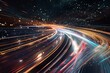 © SUPHANSA - Abstract visualization of light trails in night sky, symbolizing celestial motion and cosmic energy