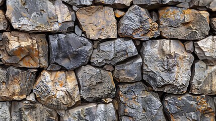 a background of stone wall texture, irregular and rough stone surfaces, shades of grey and brown, we