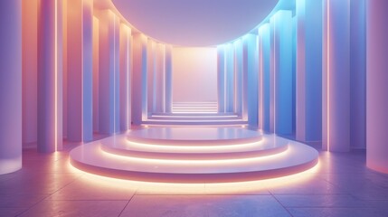 Wall Mural - Neon Glow - Abstract Architecture