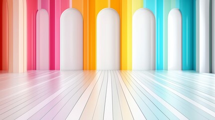 Wall Mural - A colorful room with a white wall and a white floor. The room is full of light and has a bright and cheerful atmosphere