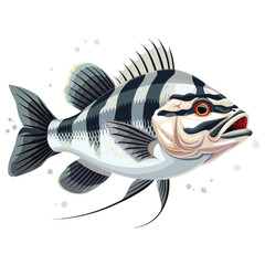 Wall Mural - happy cartoon Striped bass fish vector