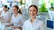 © AnyPic289 - Smiling Woman with Headset in a Modern Office Call Center
