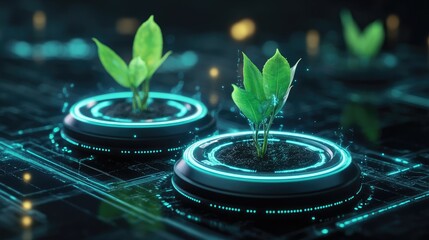 Conceptual of tech plant growth