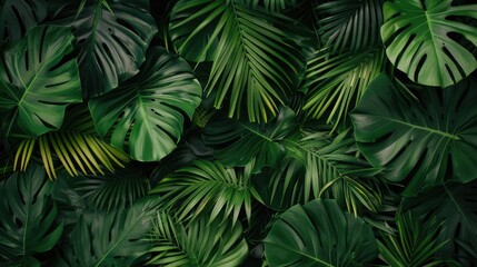 Sticker - Green palm foliage background