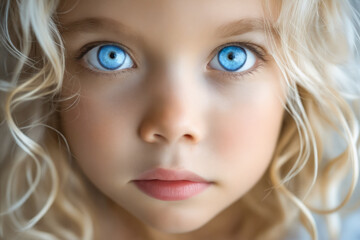 Sticker - A close up of a little girl with blue eyes