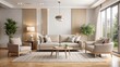 © STDG - Modern beige living room interior with a comfortable sofa and chair, room, interior, beige, living, modern, furniture