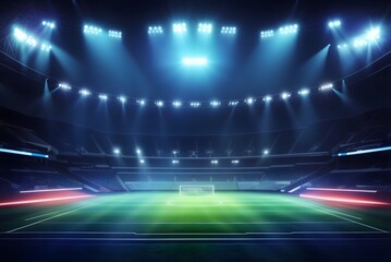 Wall Mural - Football Arena stadium at night lights, Vector illustration.