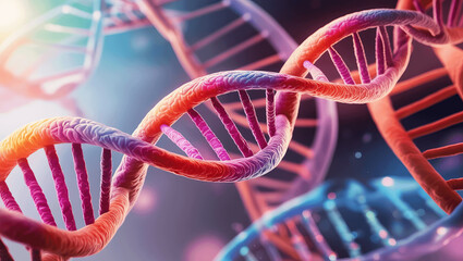 3d rendered illustration of dna helix ,Human DNA spiral closeup illustration ai