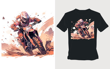 Wall Mural - Motocross Rider in Action: T-shirt Design