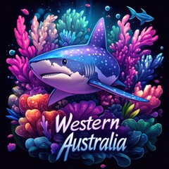 Wall Mural - Explore the Vibrant Underwater World of Western Australia with Colorful Coral Reefs and Majestic Sharks in a Stunning Diving Adventure