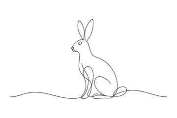 Hare Continuous line art vector illustration on white background