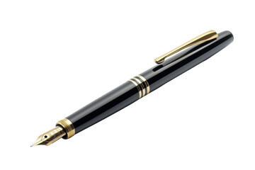 Elegant black fountain pen with gold accents, perfect for writing notes, signatures, or as a stylish gift for professionals.