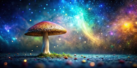 Wall Mural - Glittery mushroom background with galaxy space, glitter, mushroom, background, space, galaxy, shiny, sparkly, cosmic, night