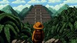 © supansa - A pixel art adventurer discovering an ancient temple in the jungle