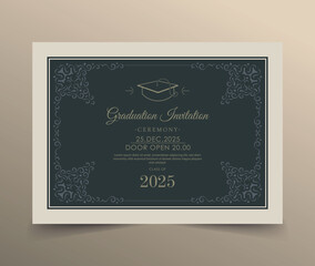 Wall Mural - graduation invitation with ornament template