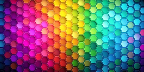 Vibrant hexagon grid seamless vector background featuring stylized polygons with six corners in geometric graphic design, trendy colors, and hexagonal shapes for modern banner or backdrop.