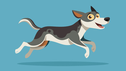 Wall Mural - Realistic Jumping Dog with Big Eyes Vector Art Illustration, Captivating Canine Design