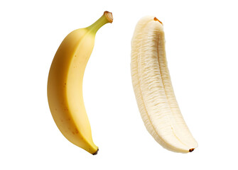 Wall Mural - Fresh banana and peeled banana on white or transparent background png