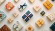 © Darunee - A flat lay of various gift boxes with different designs, arranged on a white background